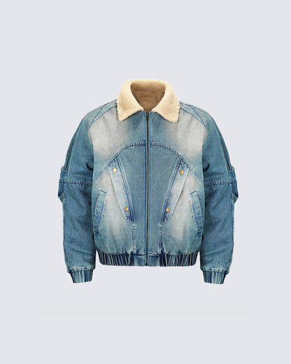 Retro Deconstructed Washed Denim Jacket