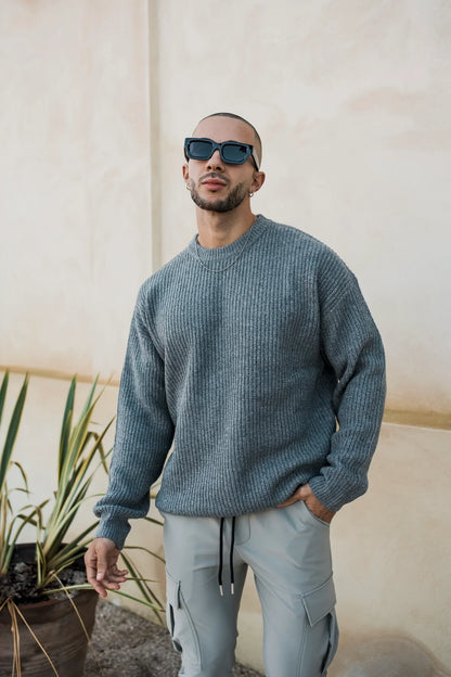 WOOL KNITTED SWEATER - GREY