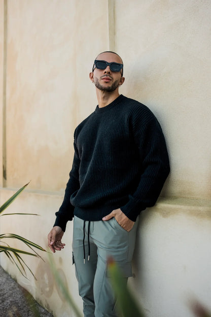 WOOL KNITTED SWEATER - BLACK