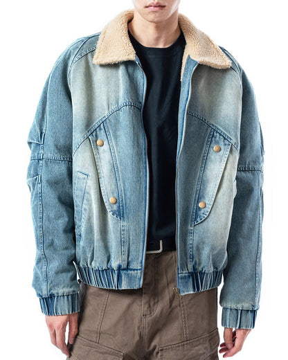 Retro Deconstructed Washed Denim Jacket