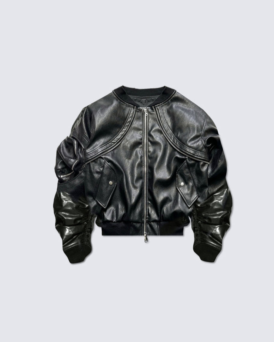 Verromodas Sleek Leather Flight Cotton Jacket